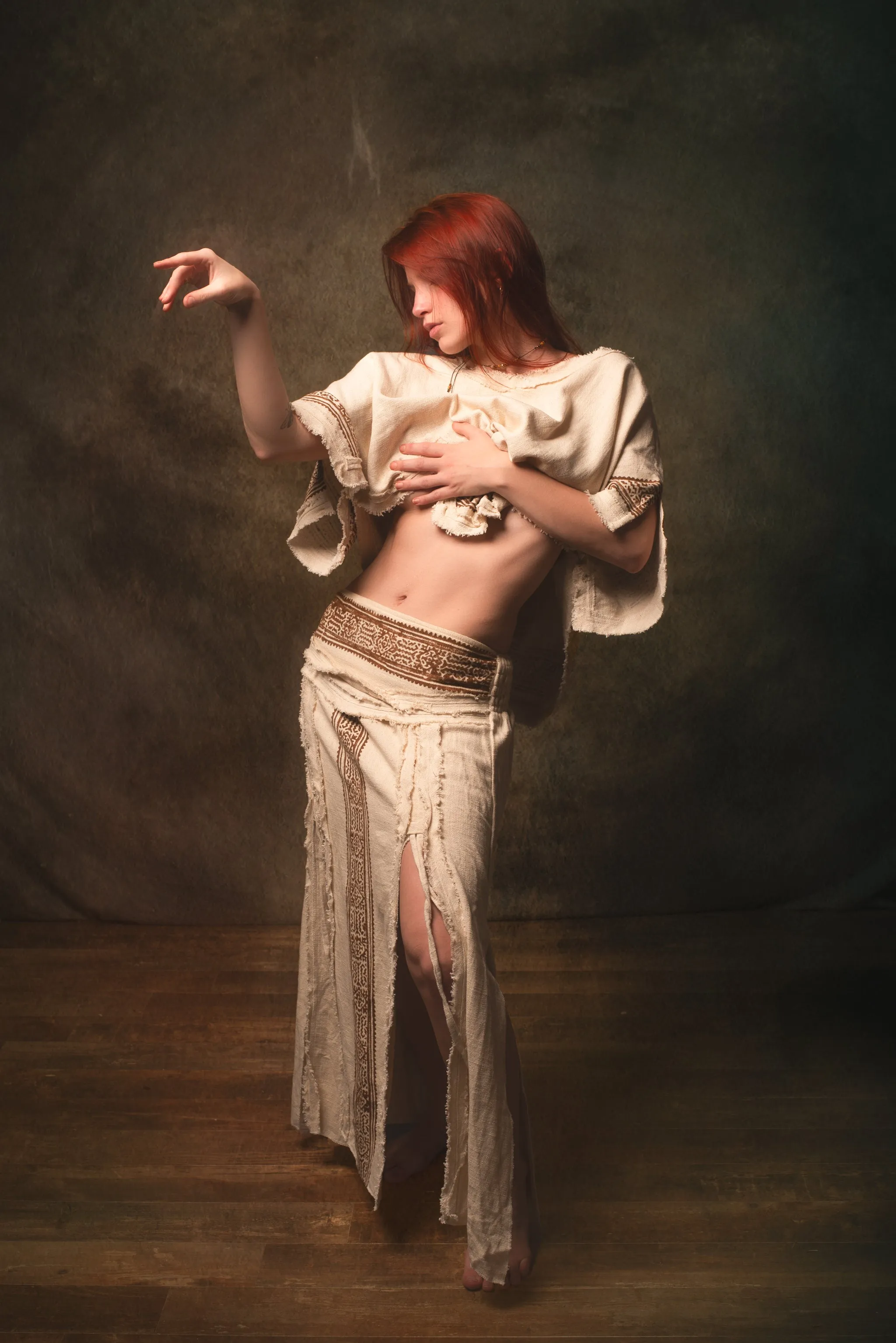 NARIAH Skirt Beige Handmade Cotton Block Printed Tribal Patterns Natural Dyed Fairy Gypsy Boho Festival Ceremony Ritual AJJAYA sold by Ajjaya product image thumbnail 3