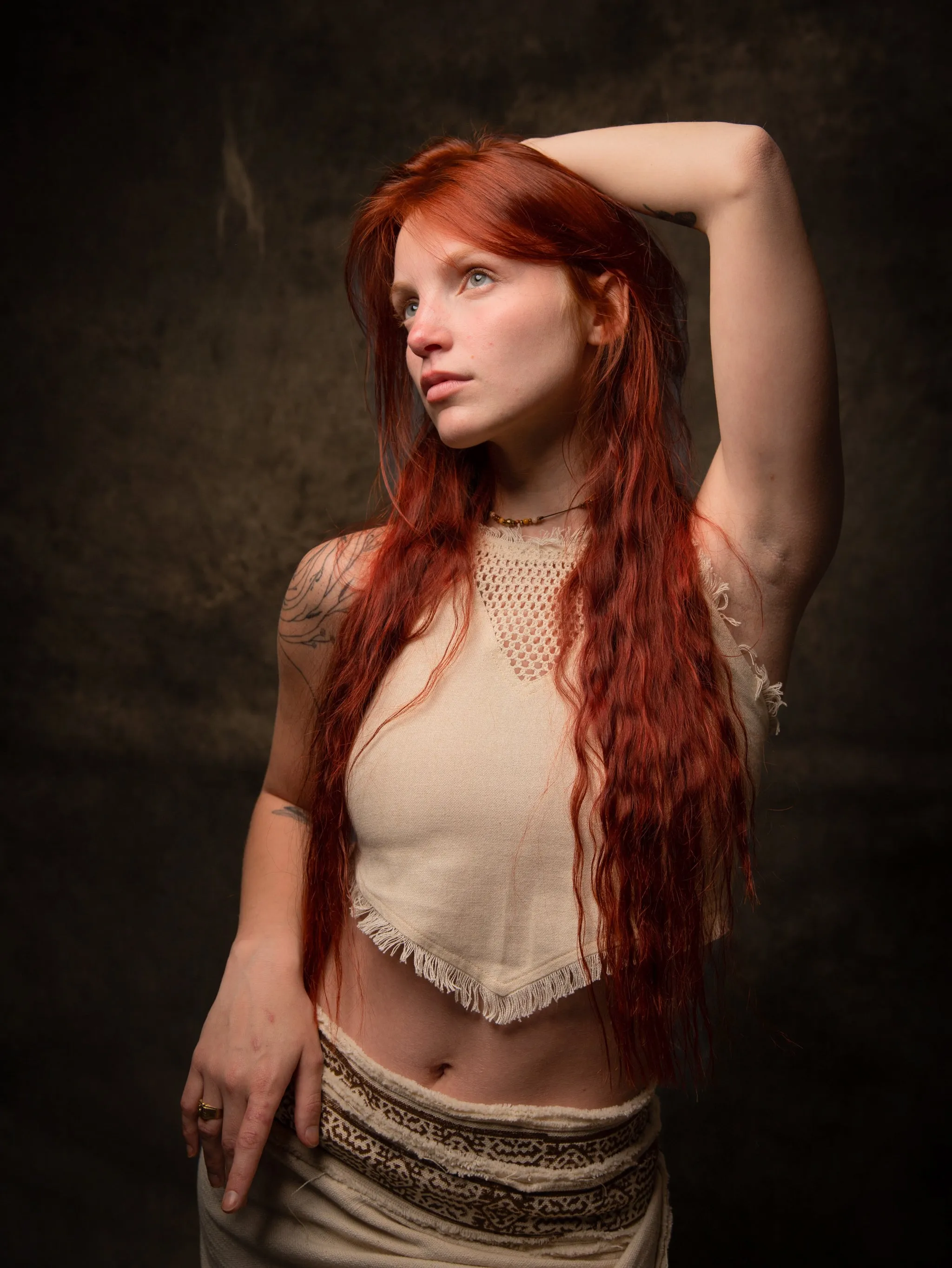 NADYA Crop Top Beige Open Back Sleeveless Natural Cotton Tank Shirt Festival Ceremony Tribal Fairy Boho AJJAYA sold by Ajjaya product image thumbnail 4