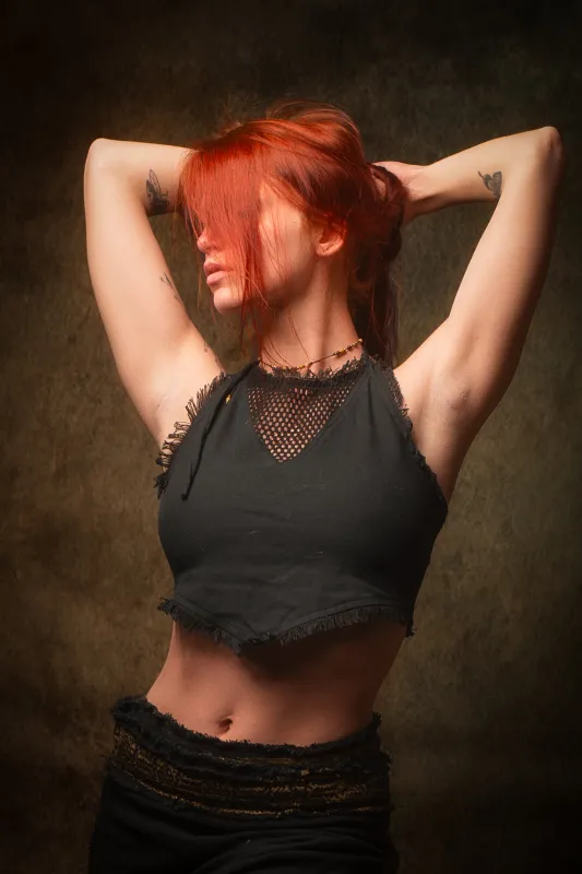 NADYA Crop Top Black Open Back Sleeveless Natural Cotton Tank Shirt Festival Ceremony Tribal Fairy Boho AJJAYA sold by Ajjaya