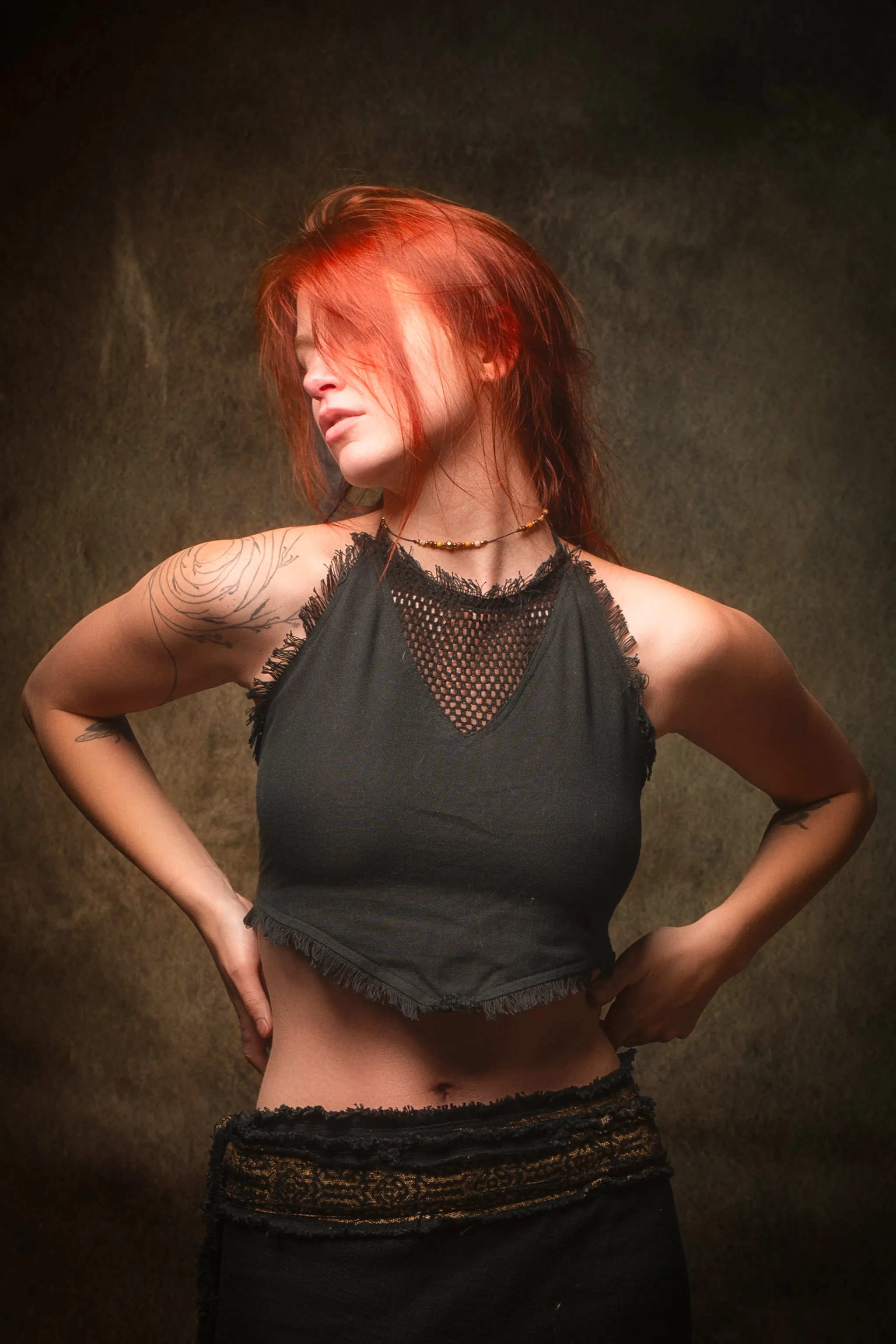 NADYA Crop Top Black Open Back Sleeveless Natural Cotton Tank Shirt Festival Ceremony Tribal Fairy Boho AJJAYA sold by Ajjaya product image thumbnail 5