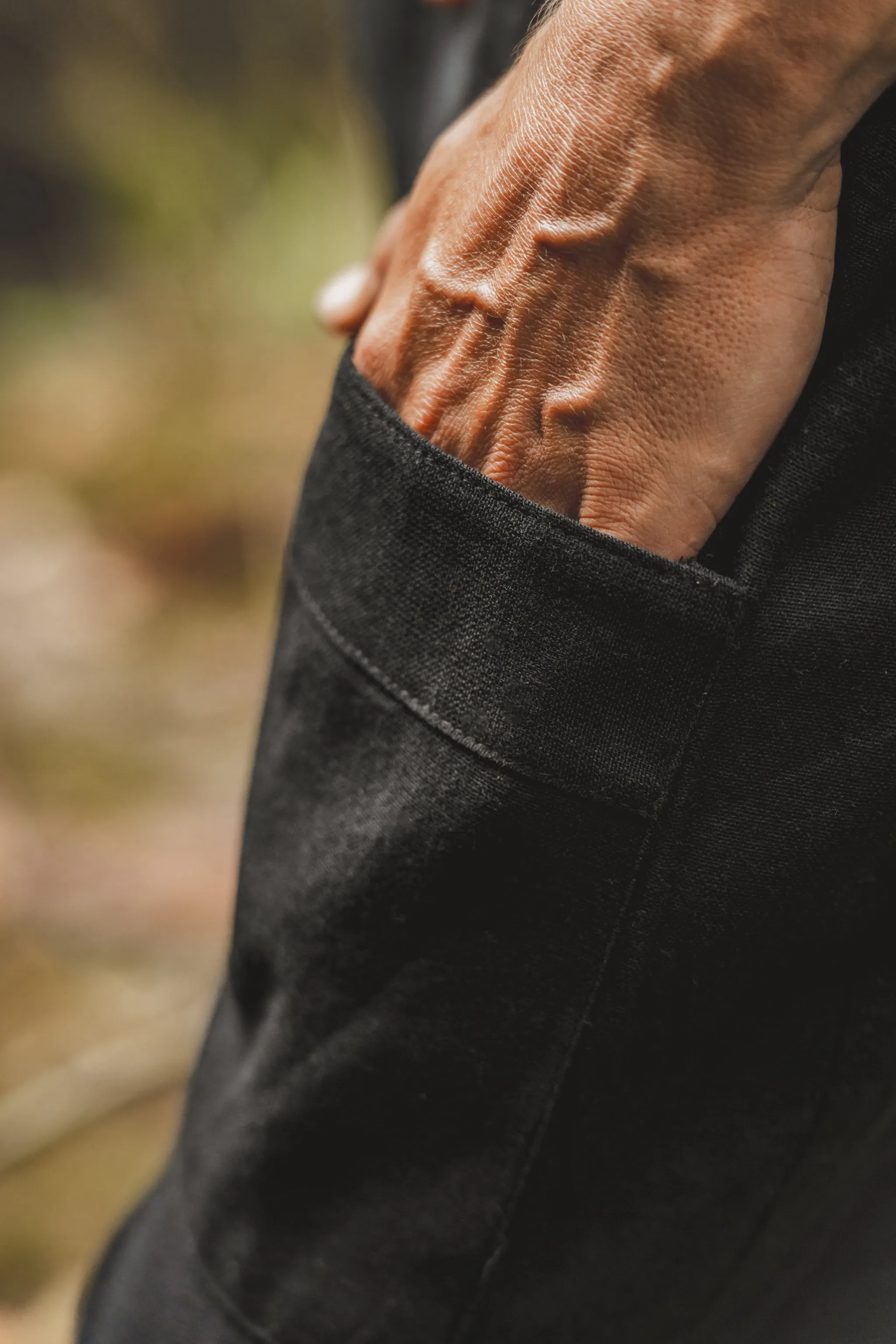 TADASANA Mens Black Yoga Pants Organic Hemp and Cotton Handmade Samurai Pockets Eco Friendly Sustainable Comfortable Earthy Gypsy AJJAYA sold by Ajjaya product image thumbnail 3