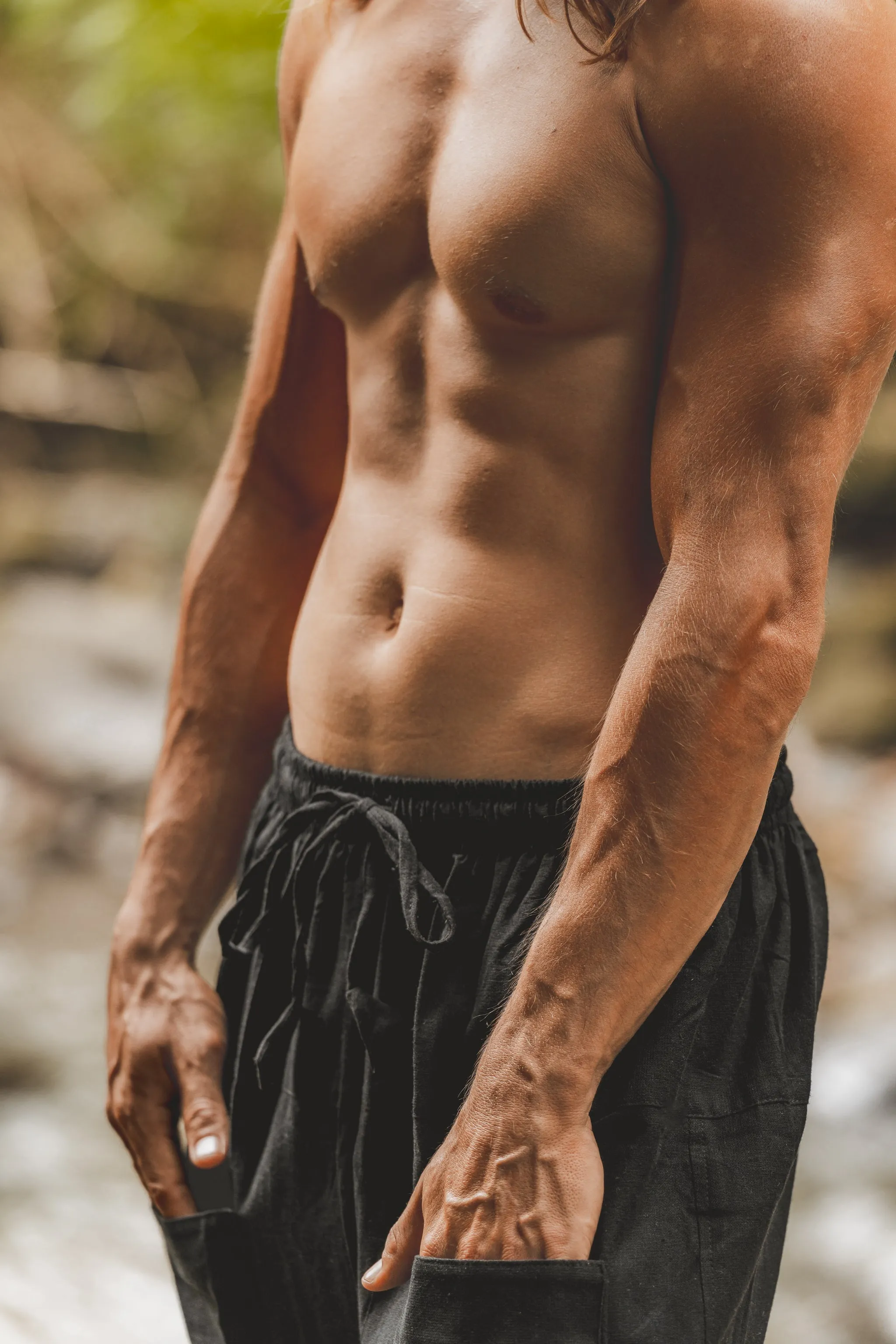 TADASANA Mens Black Yoga Pants Organic Hemp and Cotton Handmade Samurai Pockets Eco Friendly Sustainable Comfortable Earthy Gypsy AJJAYA sold by Ajjaya product image thumbnail 4