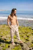 KOWA Organic Hemp Pants Beige Trousers with Two Pockets Yoga Sustainable Eco Friendly Festival Ceremony Boho Comfortable AJJAYA sold by Ajjaya