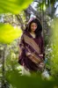 HODDI Women Hooded Poncho Indigo Purple Maroon Cashmere and Acrylic Hypoallergenic Wool Hood Pockets Tribal Embroidery AJJAYA Primitive sold by Ajjaya