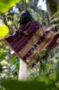 HODDI Women Hooded Poncho Indigo Purple Maroon Cashmere and Acrylic Hypoallergenic Wool Hood Pockets Tribal Embroidery AJJAYA Primitive sold by Ajjaya
