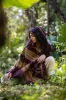 HODDI Women Hooded Poncho Indigo Purple Maroon Cashmere and Acrylic Hypoallergenic Wool Hood Pockets Tribal Embroidery AJJAYA Primitive sold by Ajjaya