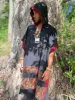 SAMADHI Mens Hooded Poncho Long Black YAK Wool and Acrylic Wool Blend with Tribal Embroidery Large Hood Pockets Primitive Mexican AJJAYA sold by Ajjaya