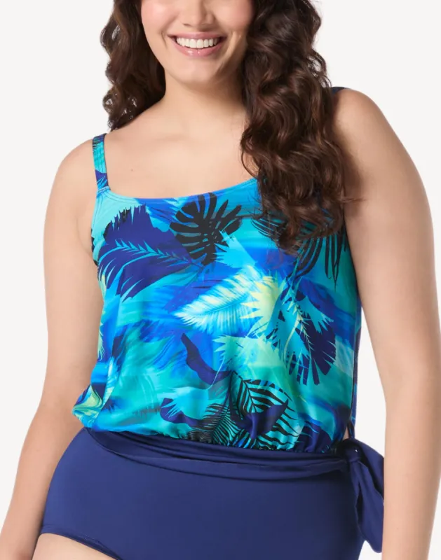 Tropic Oasis Polyester Blouson Tankini Top sold by swimco