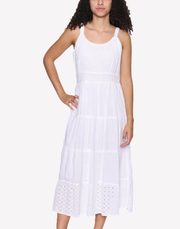 Tiered Eyelet Lace Midi Dress sold by swimco