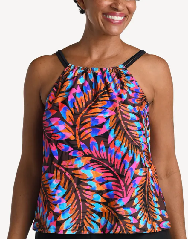 Jungle Palm High Neck Tankini Top sold by swimco