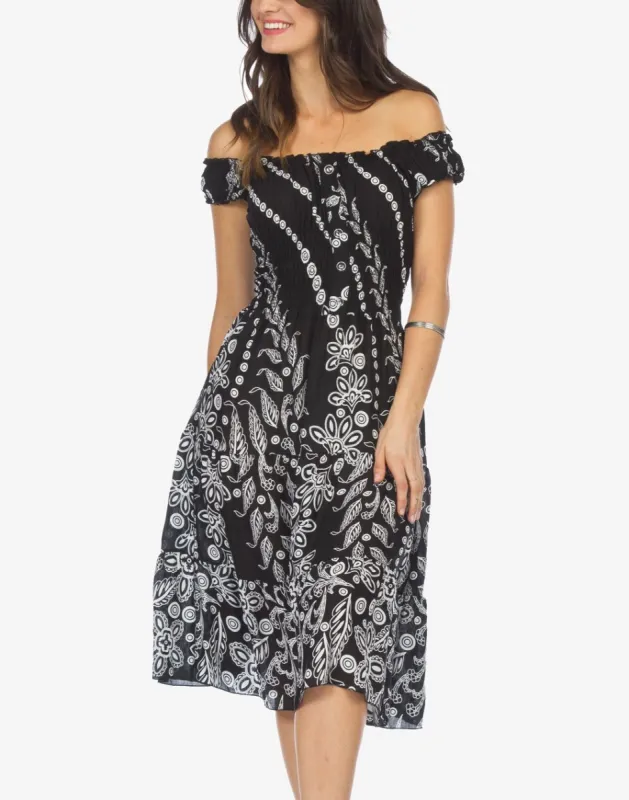 Wide Strap Smocked Maxi Dress sold by swimco