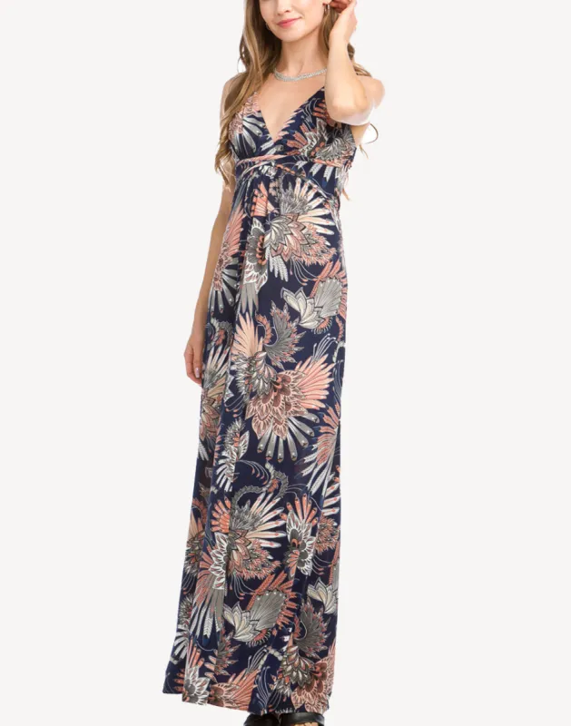 Butterfly Floral Grecian Maxi Dress sold by swimco