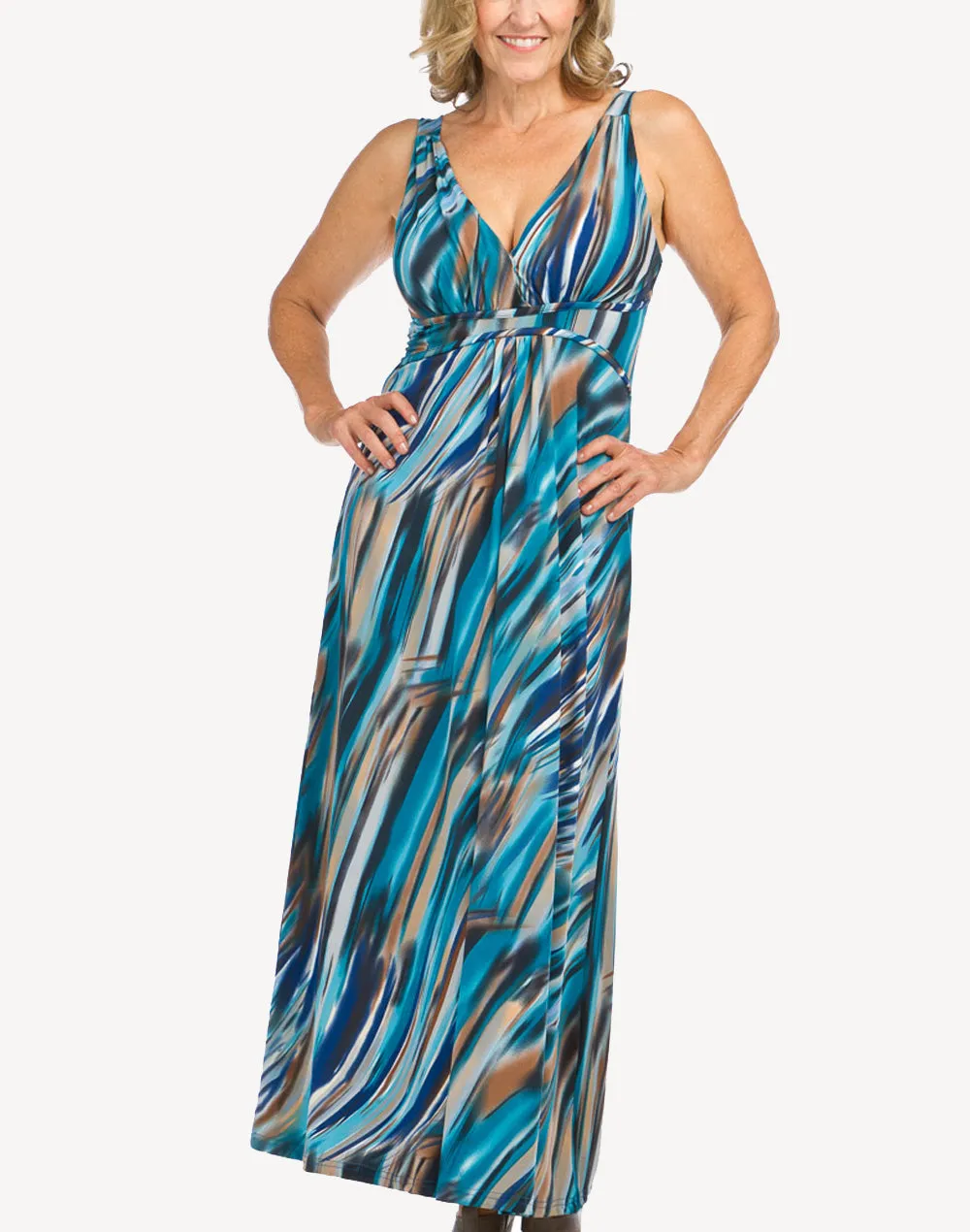 Fluid Stripes Grecian Maxi Dress sold by swimco