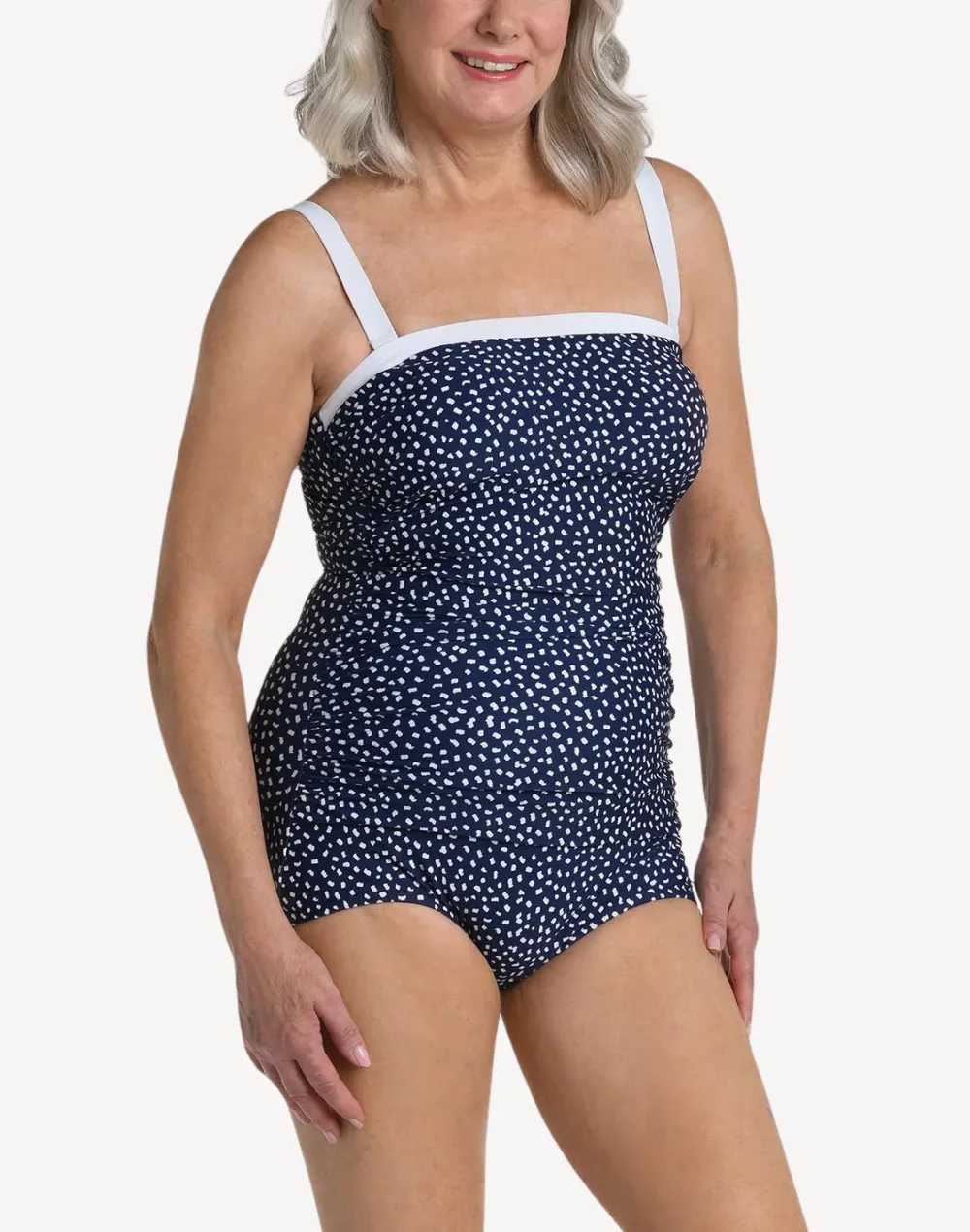 Seaside Dot Bandeau Girl Leg One Piece Swimsuit sold by swimco