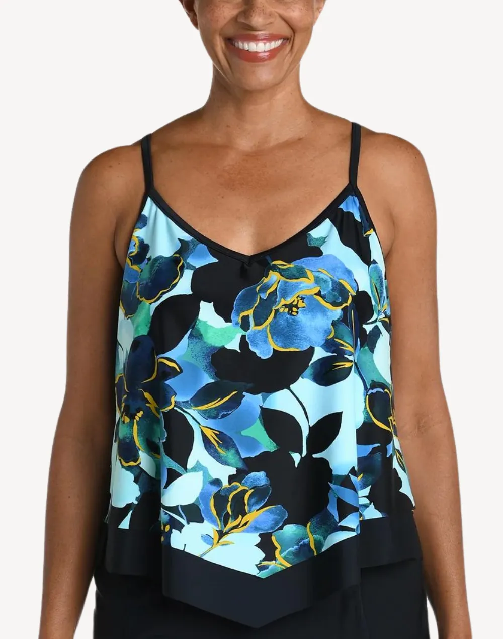 Moonlit Garden Flutter Tankini Top sold by swimco