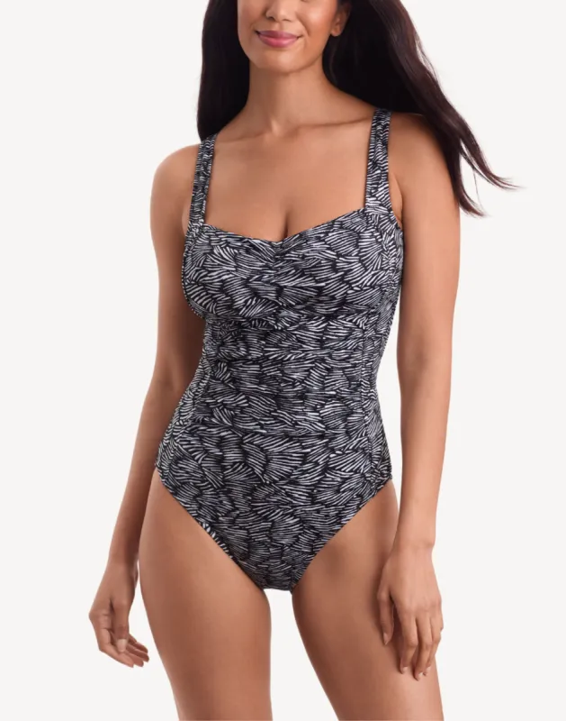 Shifting Shapes Shirred Poyester One Piece Swimsuit sold by swimco