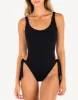 Solid Tie Side Cheeky One Piece Swimsuit sold by swimco