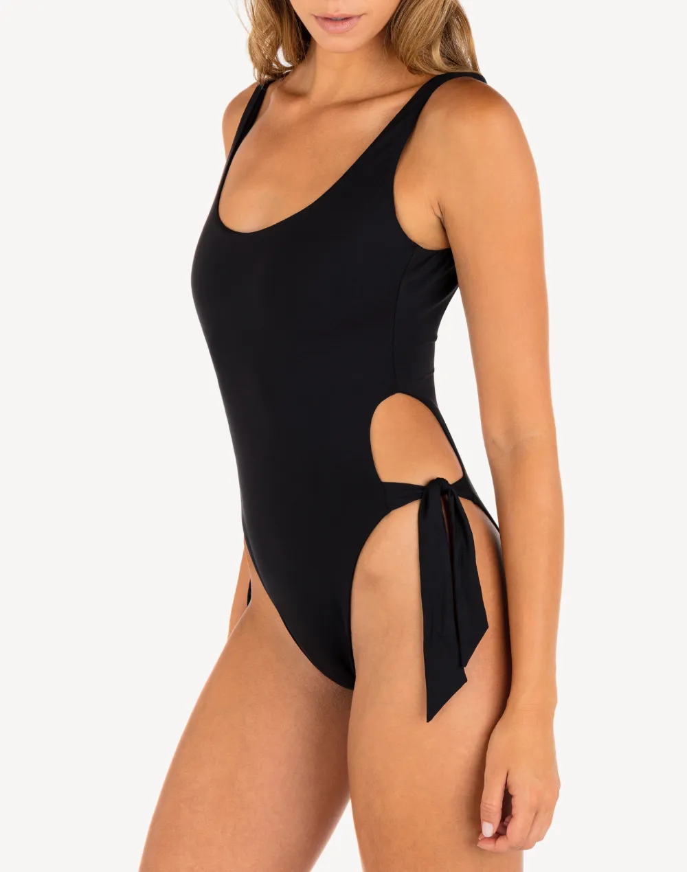 Solid Tie Side Cheeky One Piece Swimsuit sold by swimco product image thumbnail 3