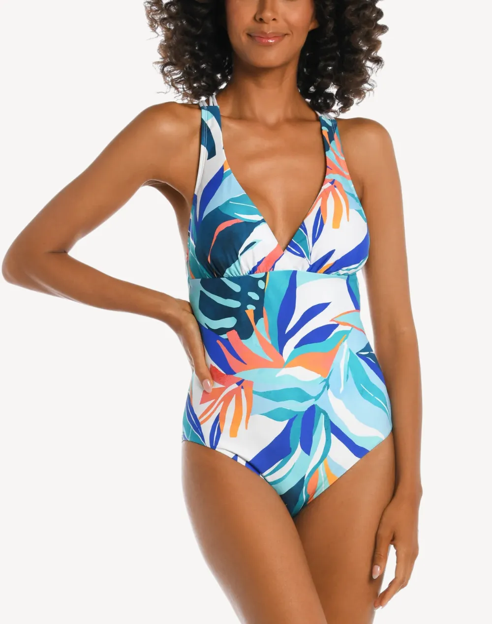 Coastal Palms Macrame Back One Piece Swimsuit sold by swimco