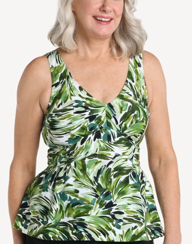 Fronds With Flair Empire Tankini Top sold by swimco