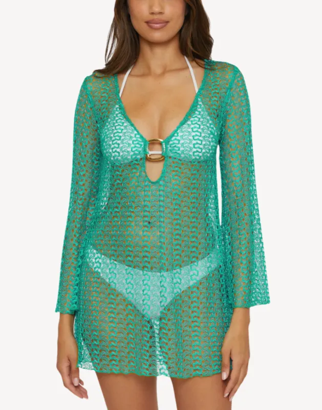 Golden Crochet Tunic Cover Up sold by swimco
