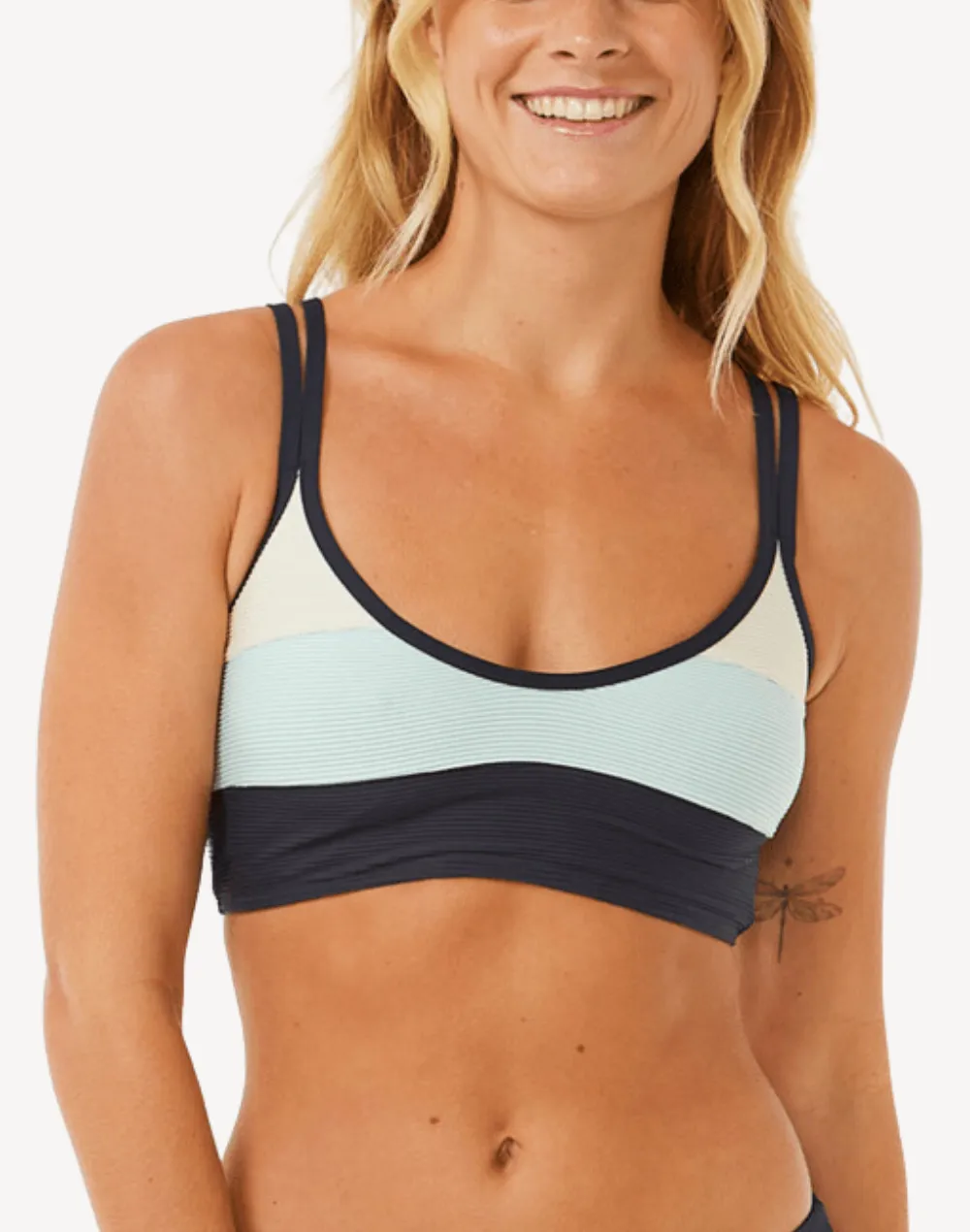 Block Party Spliced Crop Bikini Top sold by swimco