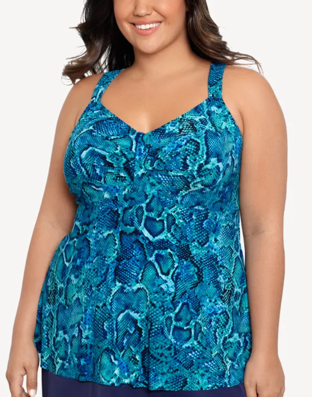 Ocean Serpent Lily Plus Size Tankini Top sold by swimco