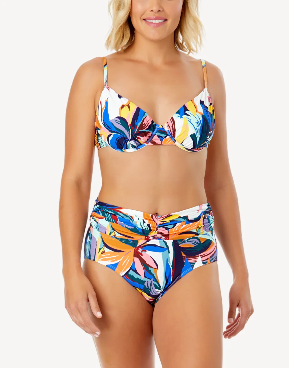 Riviera Floral Shirred High Waist Bikini Bottom sold by swimco product image thumbnail 3