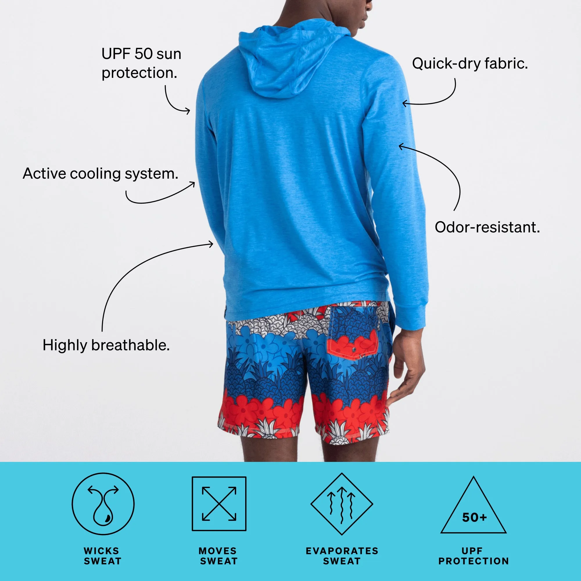 Men's Droptemp UPF 50 Hooded Long Sleeve Swim Shirt sold by swimco product image thumbnail 3