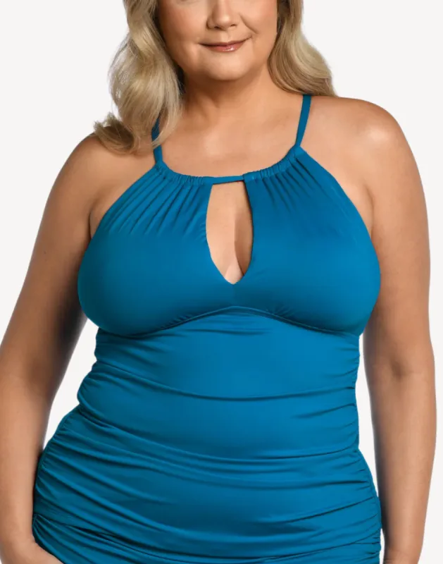 Island Goddess High Neck Keyhole Plus Size Tankini Top sold by swimco