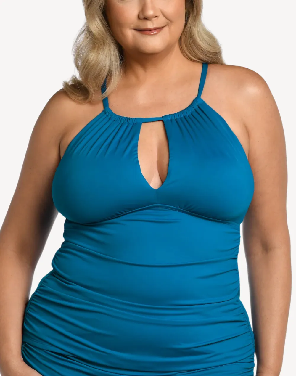 Island Goddess High Neck Keyhole Plus Size Tankini Top sold by swimco