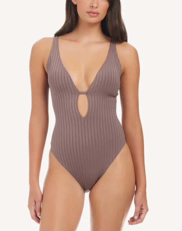 Refresh Rib Lace Back One Piece Swimsuit sold by swimco