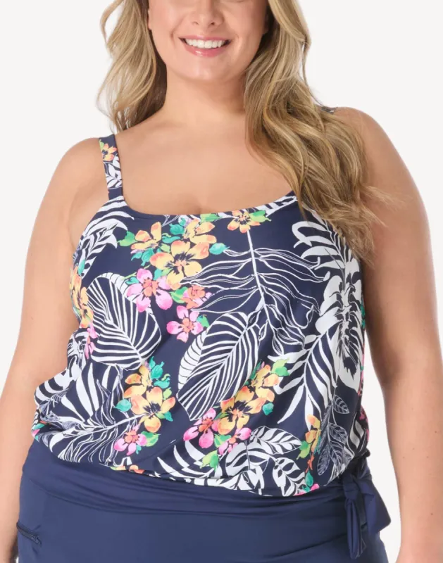 Indigo Jungle Sarah Plus Size Tankini Top sold by swimco