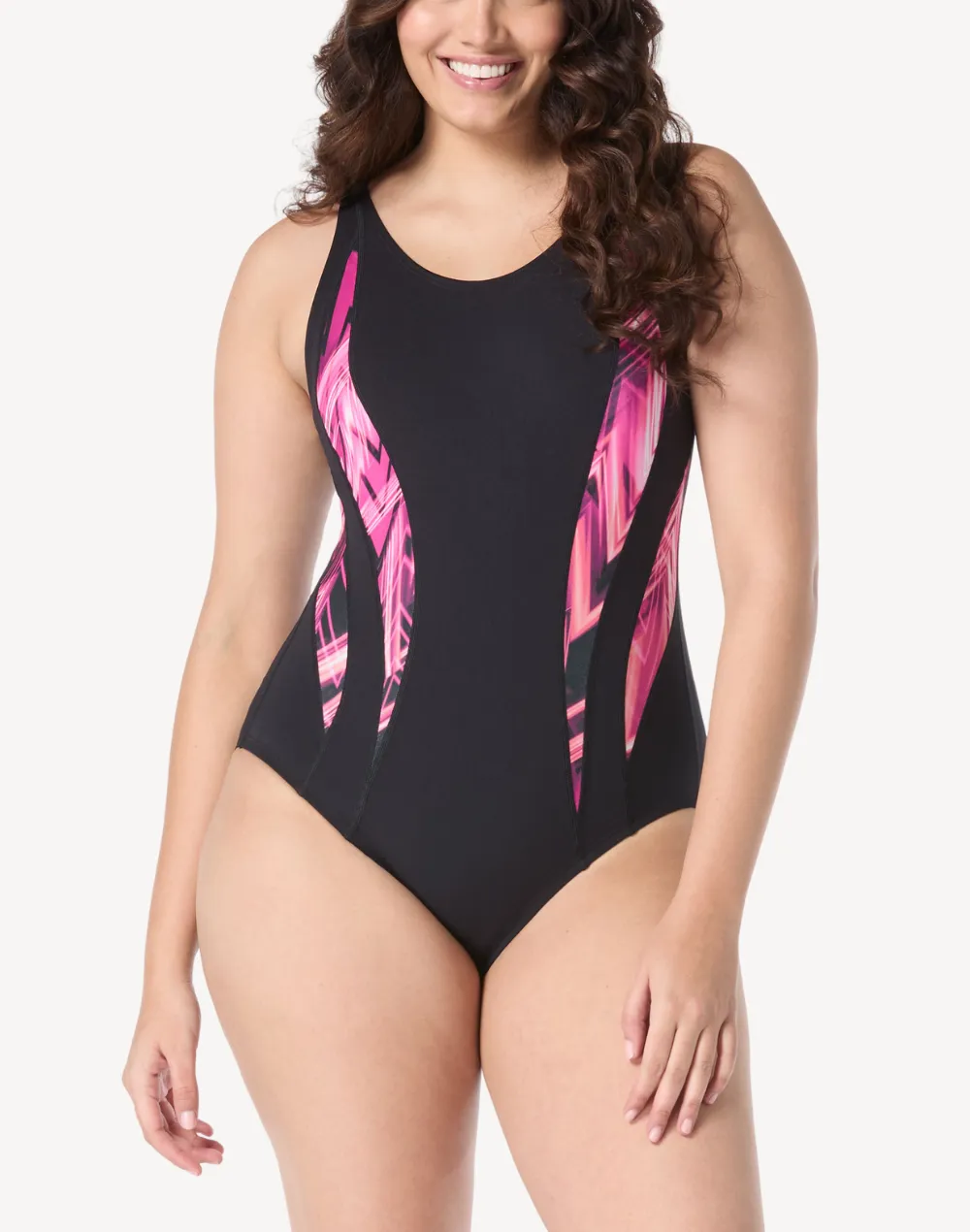 Superior Wave Scoop Neck Polyester One Piece Swimsuit sold by swimco