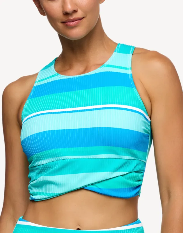 Bermuda Stripe Static Crop Bikini Top sold by swimco