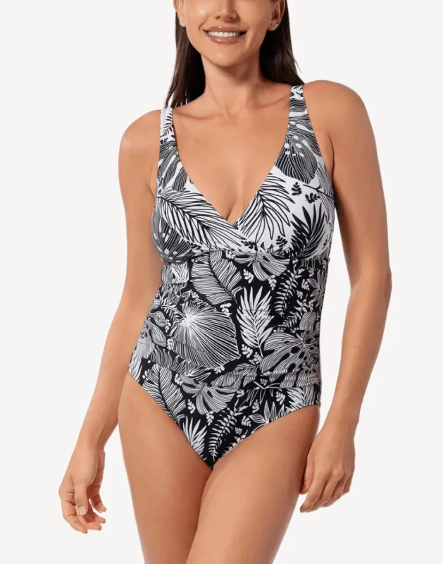 Forest Blast Surplice One Piece Swimsuit sold by swimco