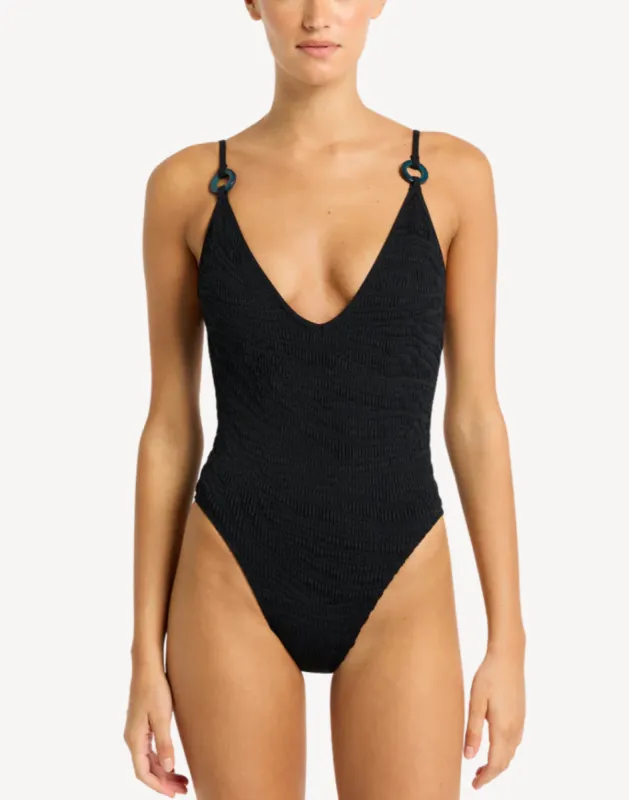 Black Tiger Ring Elena 2.0 One Piece Swimsuit sold by swimco