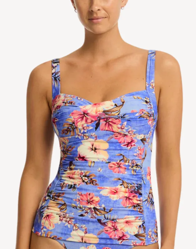 Blue Hawaii Twist Front Tankini Top sold by swimco
