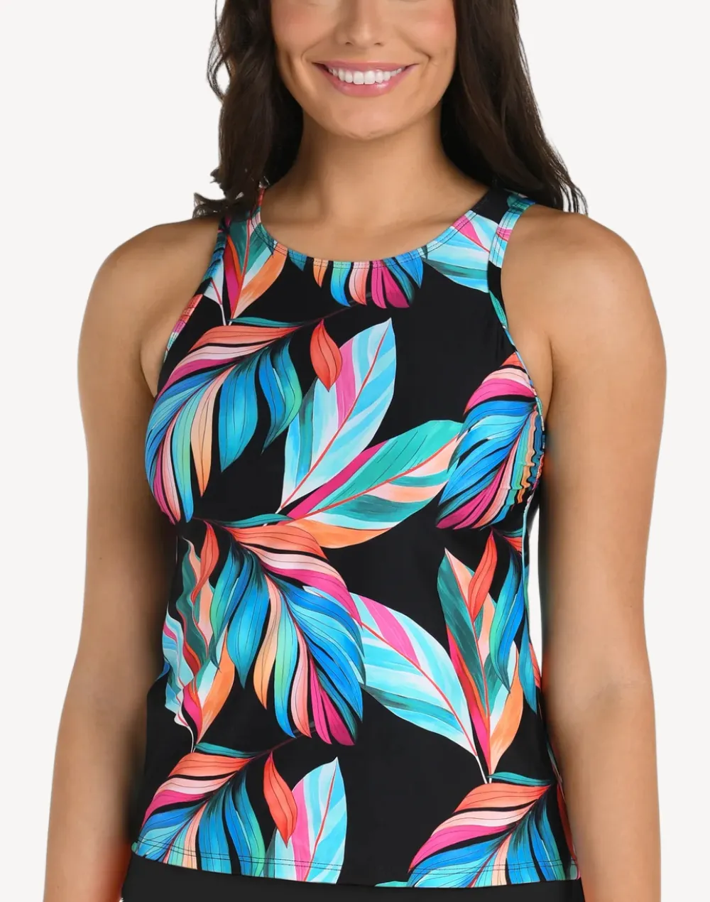 Moonlit Leaf High Neck Tankini Top sold by swimco
