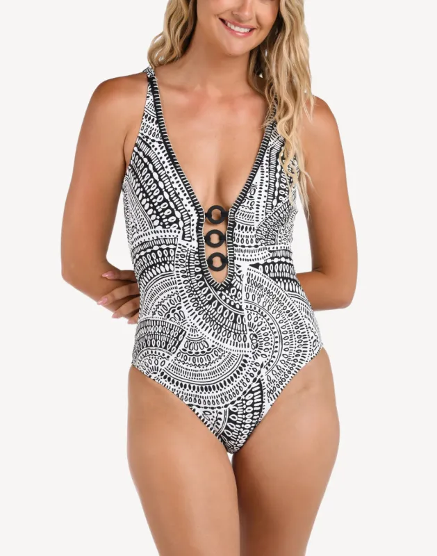 Dream Catcher Plunge One Piece Swimsuit sold by swimco