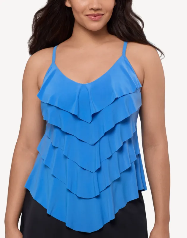 Solid Ruffle Rachel Tankini Top sold by swimco