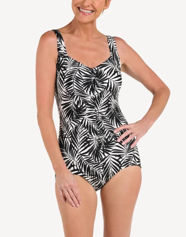 Palm Retreat Girl Leg One Piece Swimsuit sold by swimco
