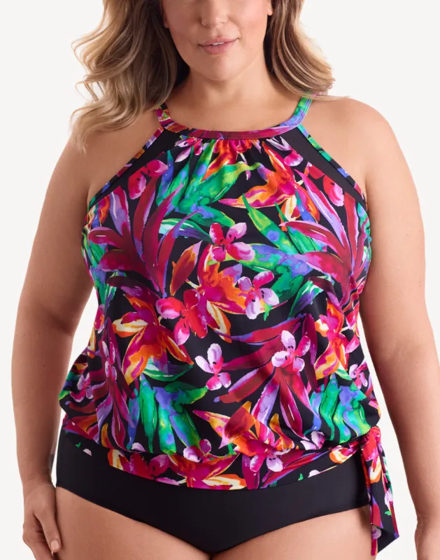 Secret Jungle High Neck Plus Size Tankini Top sold by swimco
