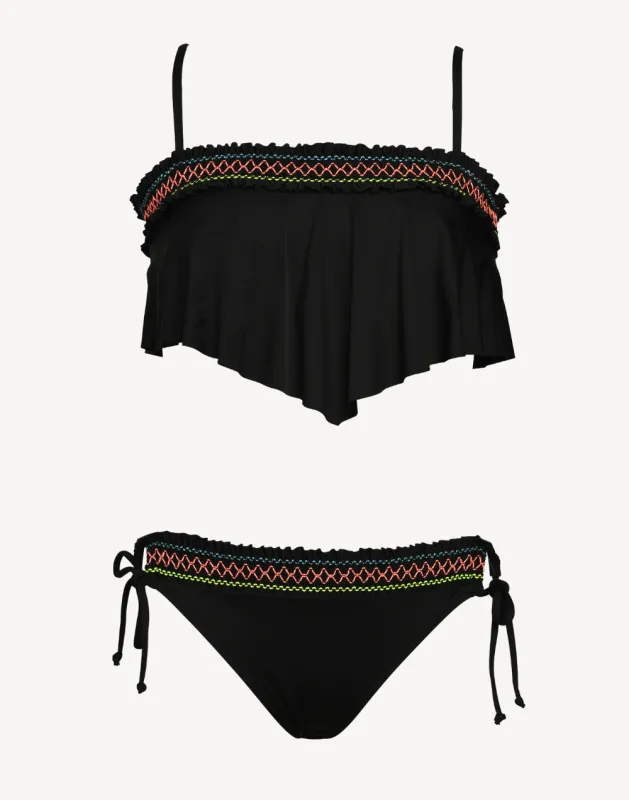 Girls Smocked Flounce Bikini Set sold by swimco