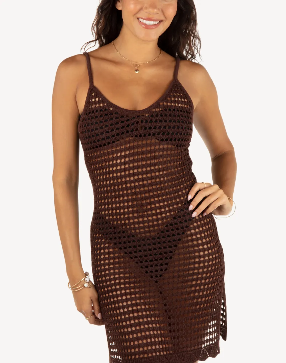 Crochet Mini Dress Cover Up sold by swimco