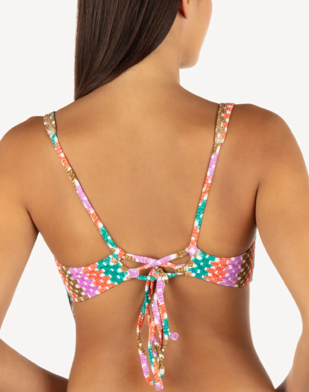 Printed Stripe Crochet Scrunch Bralette Bikini Top sold by swimco product image thumbnail 2