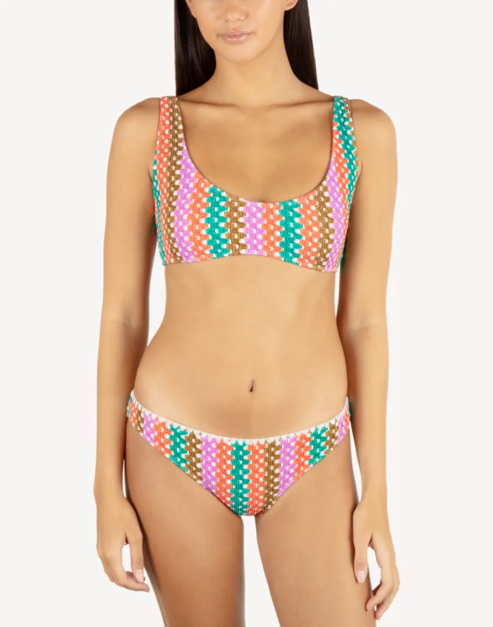 Printed Stripe Crochet Scrunch Bralette Bikini Top sold by swimco product image thumbnail 3