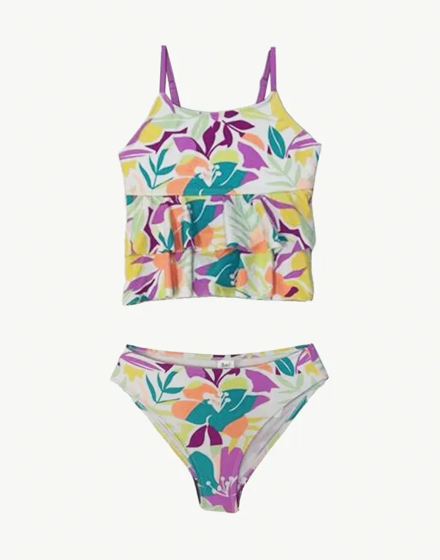 Girls Tropical Zest Ruffle Tankini Set sold by swimco