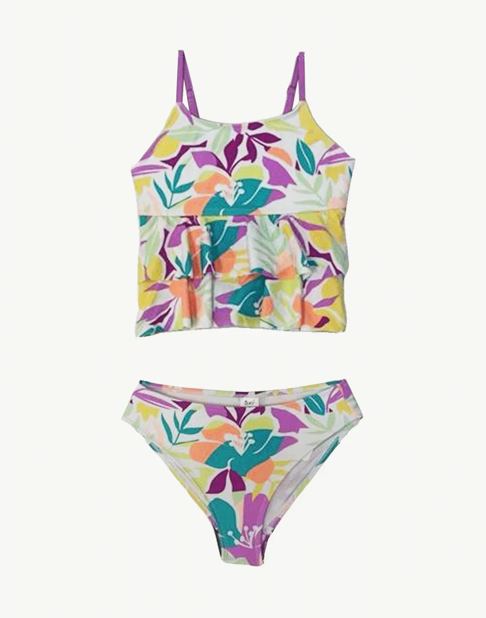 Girls Tropical Zest Ruffle Tankini Set sold by swimco