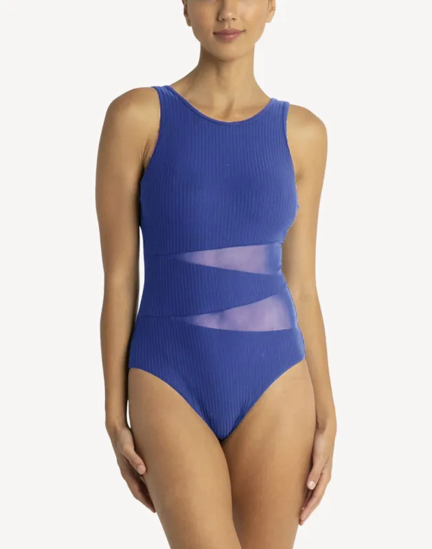 Reset Mesh High Neck Mastectomy One Piece Swimsuit sold by swimco